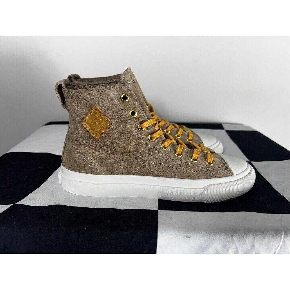 PF Flyers Shoes Women 7.5 Men’s 6 Beige Suede Leather Hightop Sneakers Tan Lace